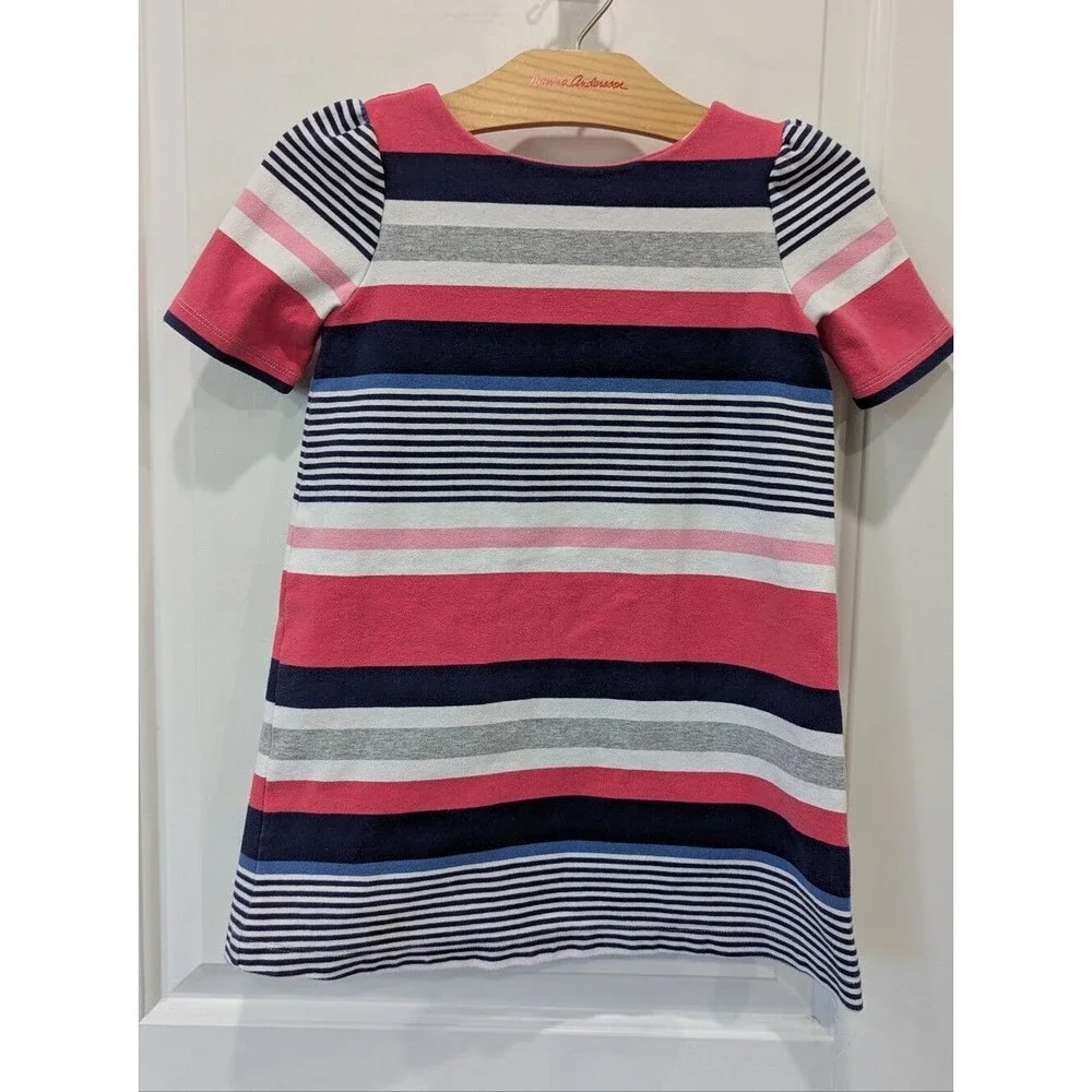 Gymboree Kids A Line Dress Nautical Stripes Pink Blue Gray Short Girls Size 6